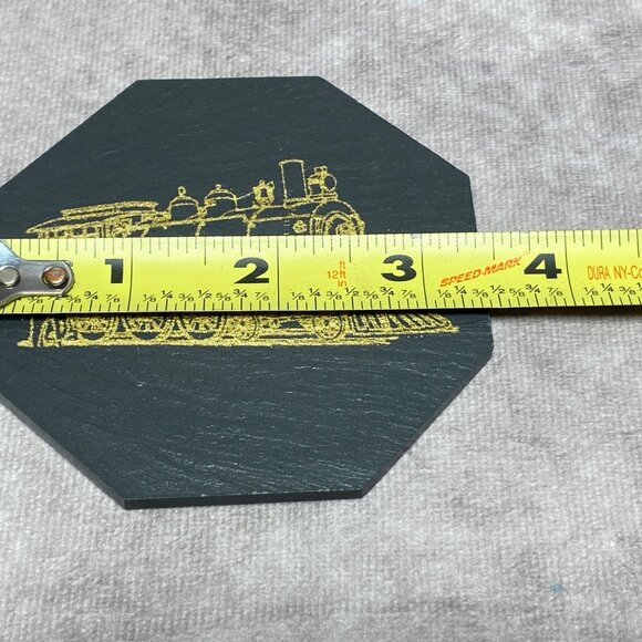 Genuine Slate Coasters Set Of 6 With Train Design By Giffard & White - Picture 6 of 7